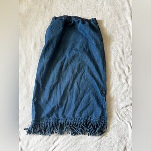 Blue Denim Fringe Skirt